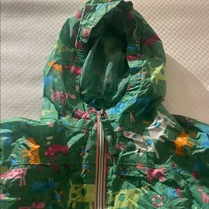 L.L. Bean girls Green dog print hooded rain jacket 3T